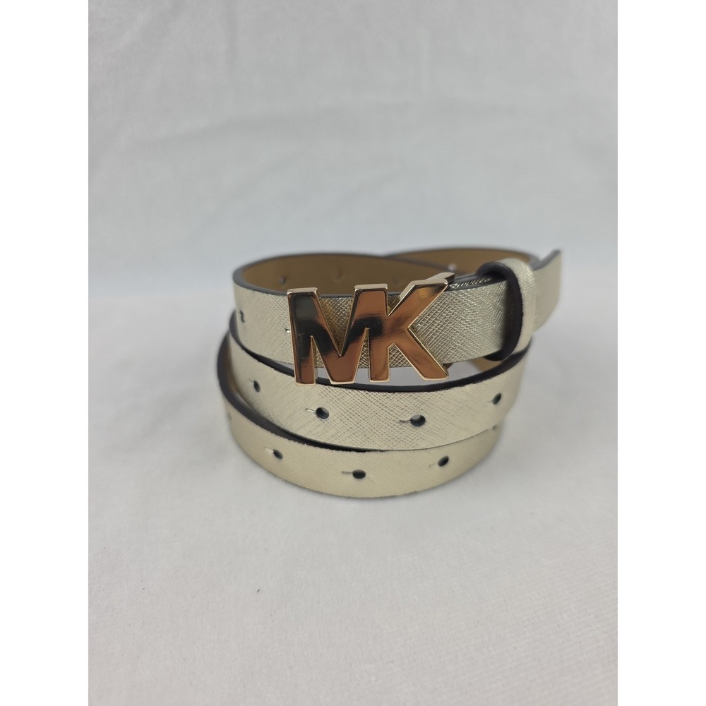 Michael Kors‎ MK Buckle Gold Shimmer Skinny Belt 40.5" Total Length